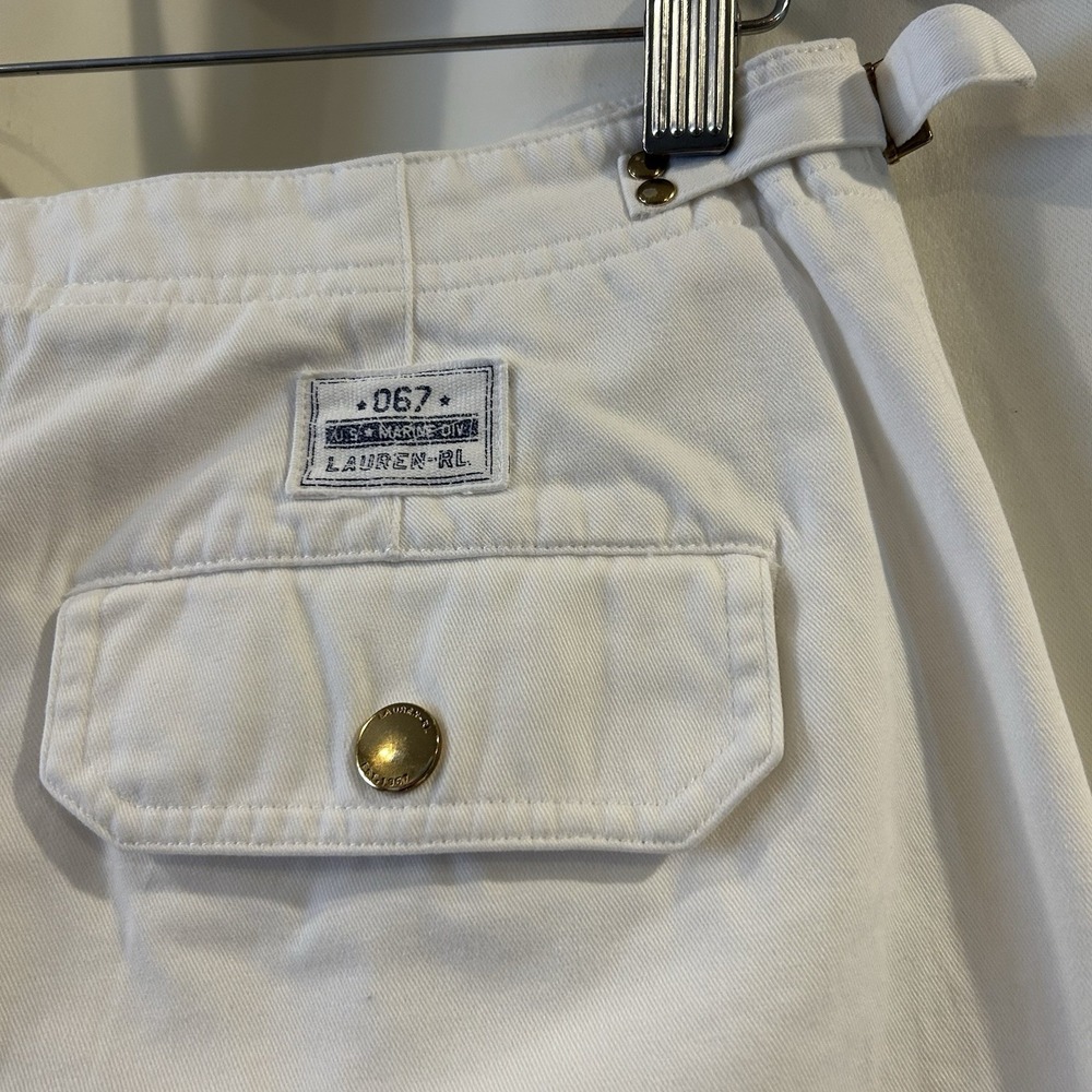 Lauren Ralph Lauren Capri Crop Pants‎ Size 8 White Cotton Cargo Pockets - Picture 4 of 6